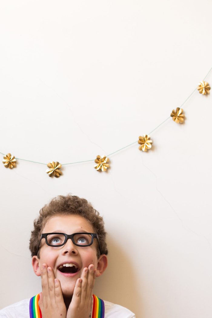 St Patricks Day Gold Leather Four Leaf Clover Garland DIY