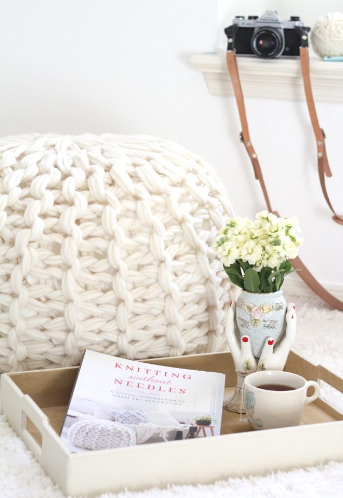 Arm Knit Pouf Pattern from Knitting Without Needles by Anne Weil