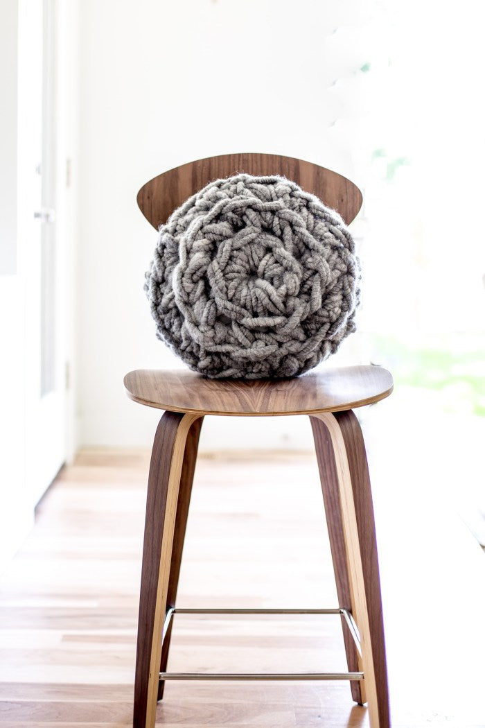 Bulky Hand Crochet Round Pillow Pattern by Anne Weil of Flax & Twine