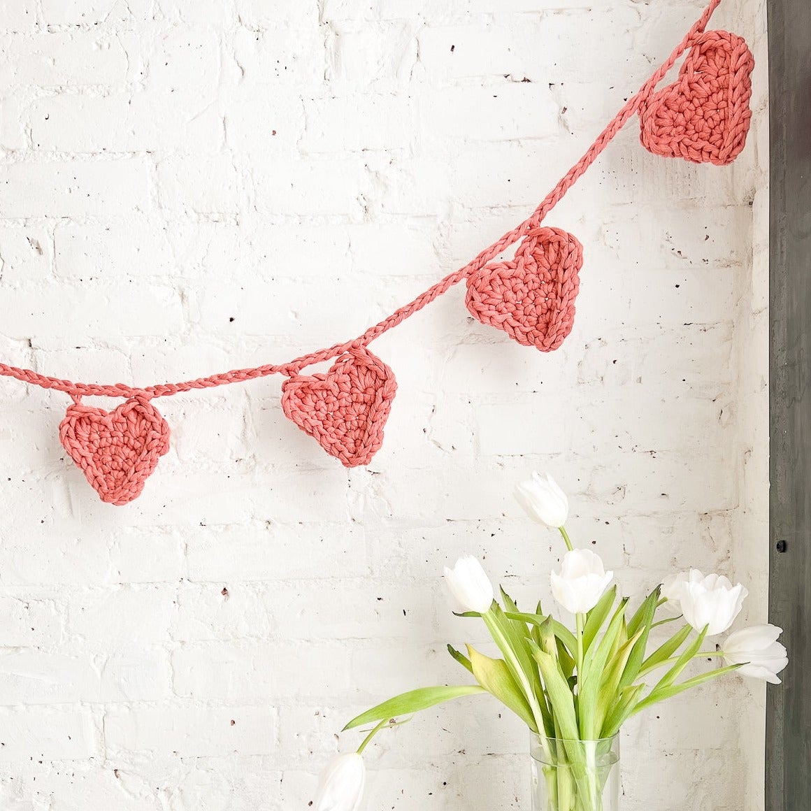 String Of Crochet Hearts Pattern And How To Video Flax And Twine 