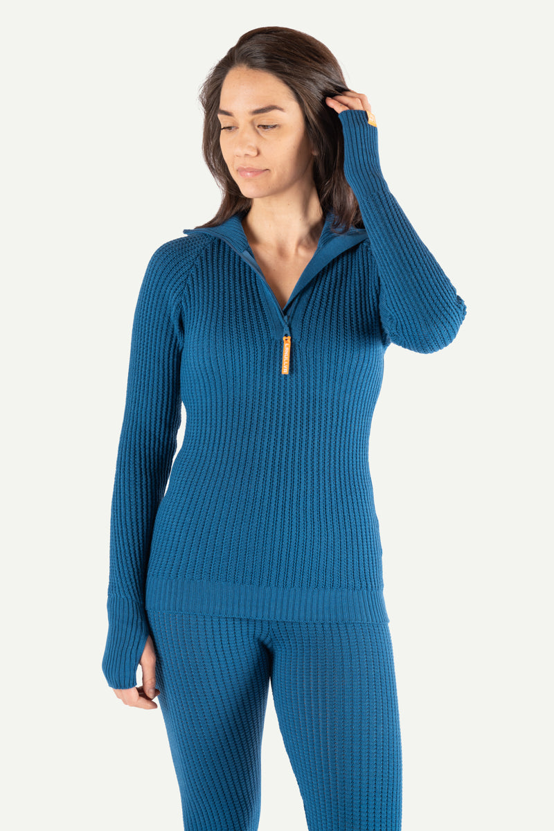 Hustadvika 2.0 Wool Sweater Half Zip, Arctic Blue - Lanullva product image