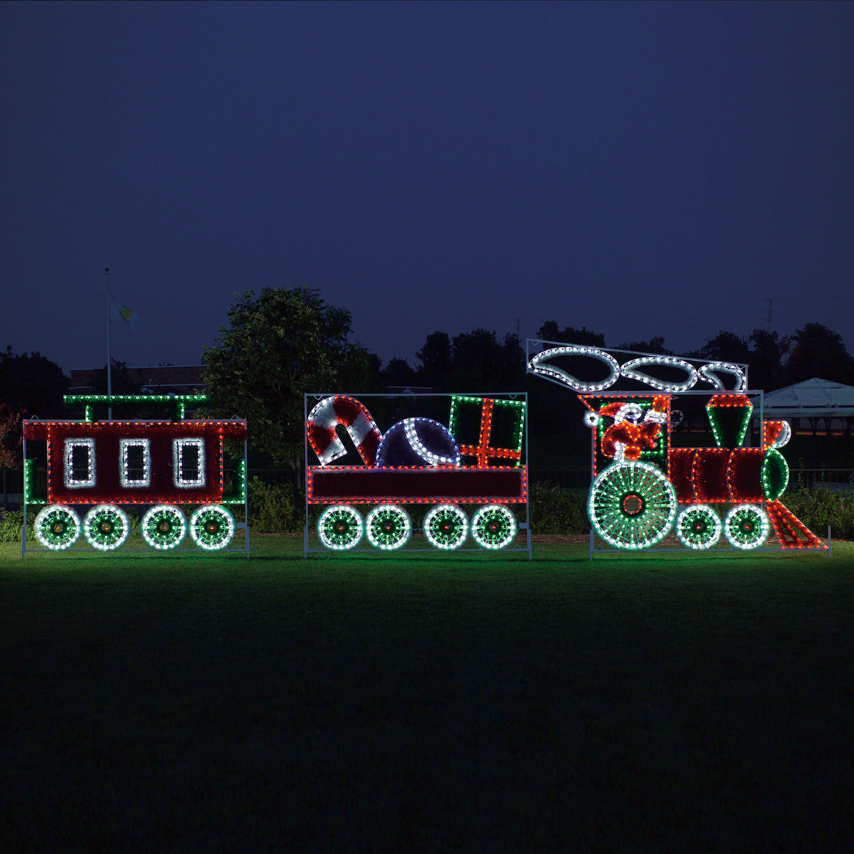 Outdoor Lighted Christmas Train Set —
