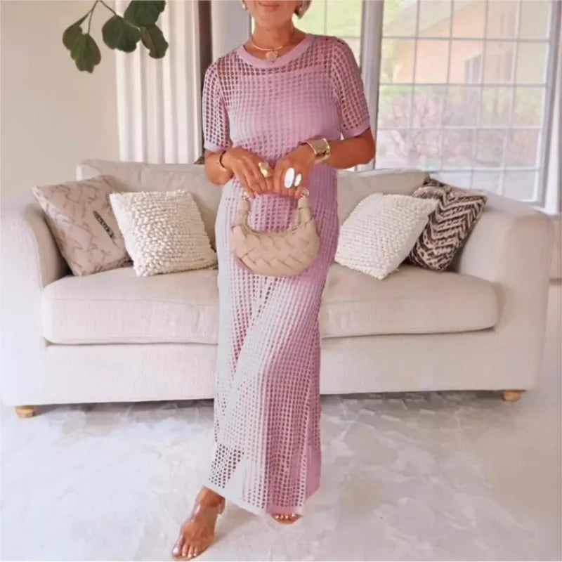 Conjunto Riviera®  com Vestido e Sobreposição Vazada em Crochê 5