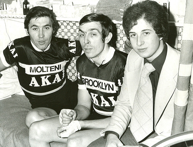 Grant Young with Eddy Merckxx and Patrick Sercu