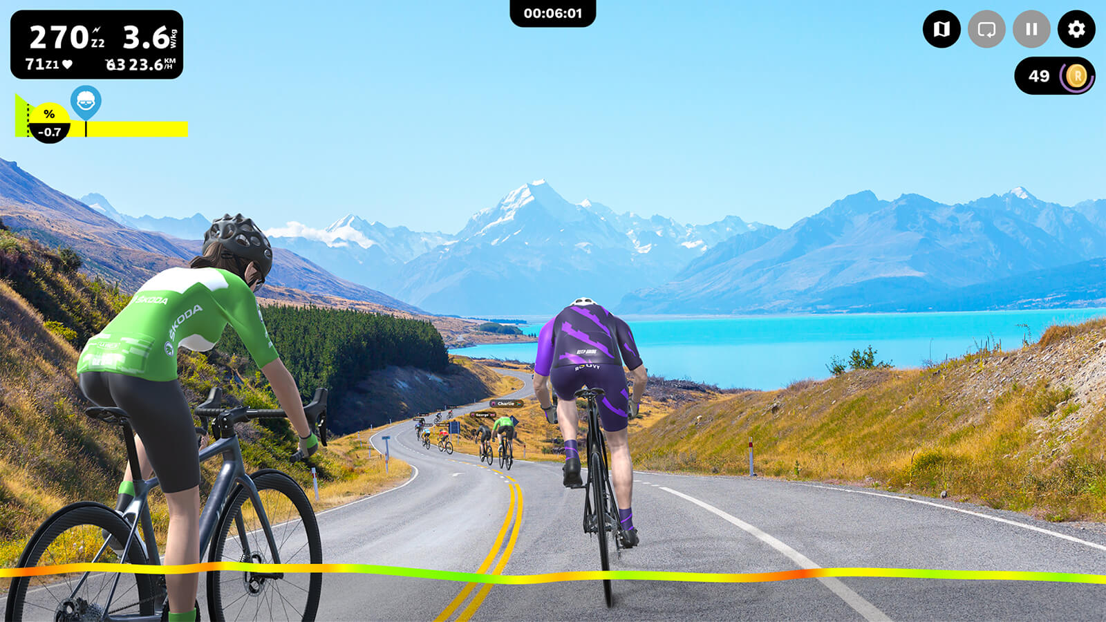 Rouvy cycling app screen shot 
