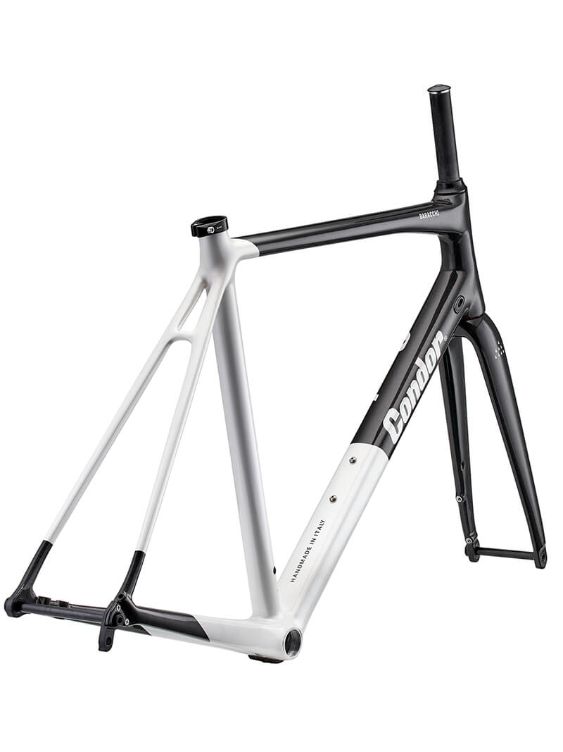 An image of the Baracchi frameset in white and black sparkle