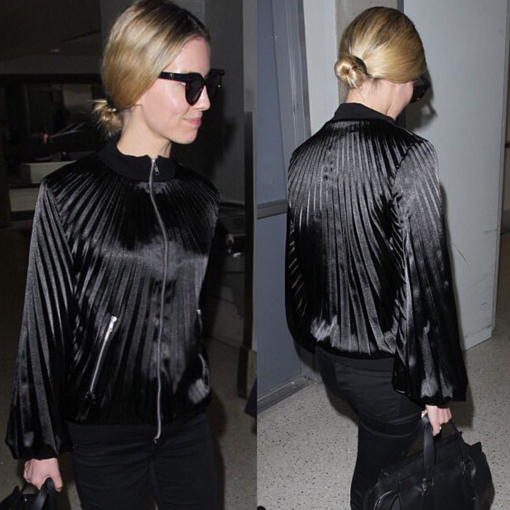 Annabelle Wallis Airport Pleated jacket georgia hardinge