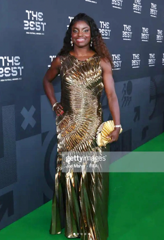 Eniola Aluko fossil dress fifa georgia hardinge gold