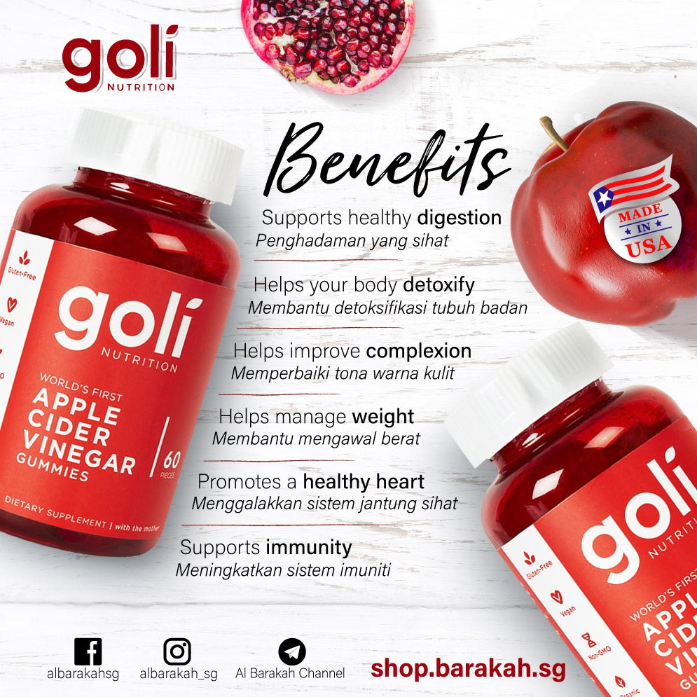 Goli Nutrition Apple Cider Vinegar Gummies 60 Pieces Al Barakah Health Beauty Mart