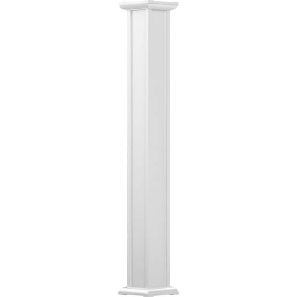 10' x 5-1/2 Endura-Aluminum Acadian Style Column, Square Shaft (Post Wrap Installation), Non-Tapered, Gloss White