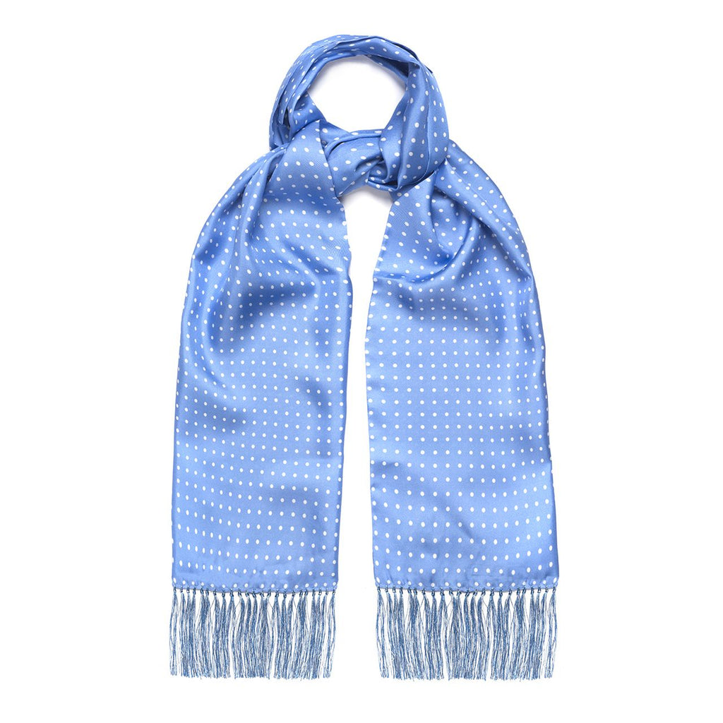 blue and white silk scarf