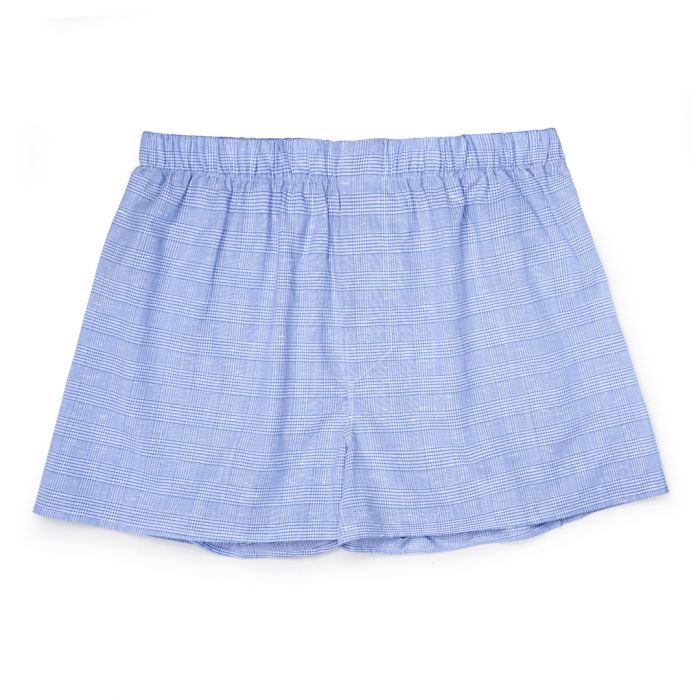 Budd Check Chambray Classic Boxer Shorts in Blue