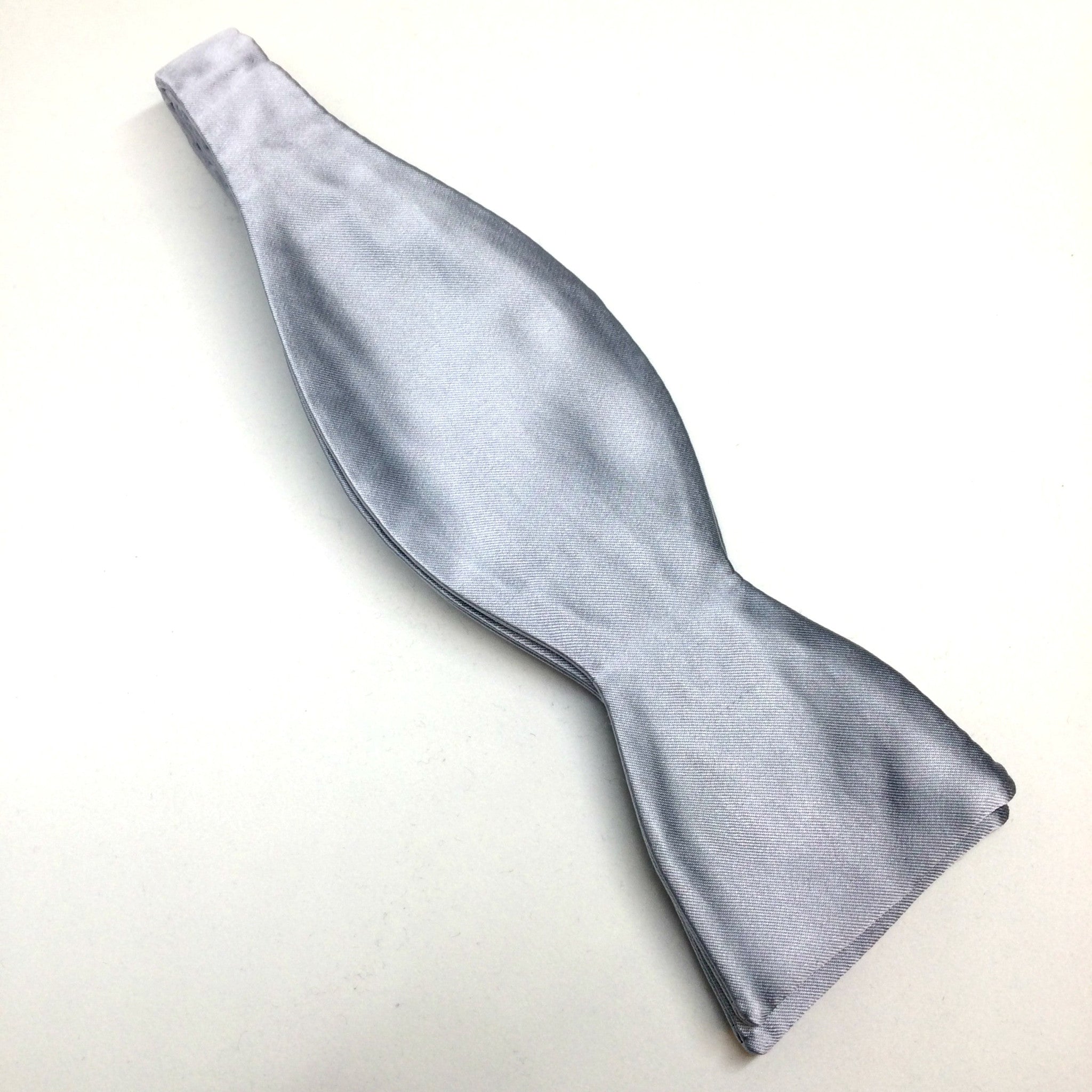 Satin Bow Tie, Grey / Silver | Self-Tie | Benson and Clegg | Made in England