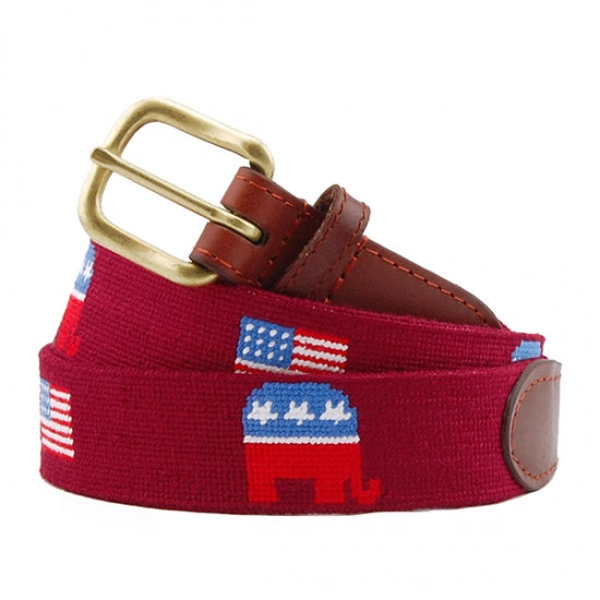 Needlepoint Collection | Republican Needlepoint Belt | Garnet | Smathers and Branson