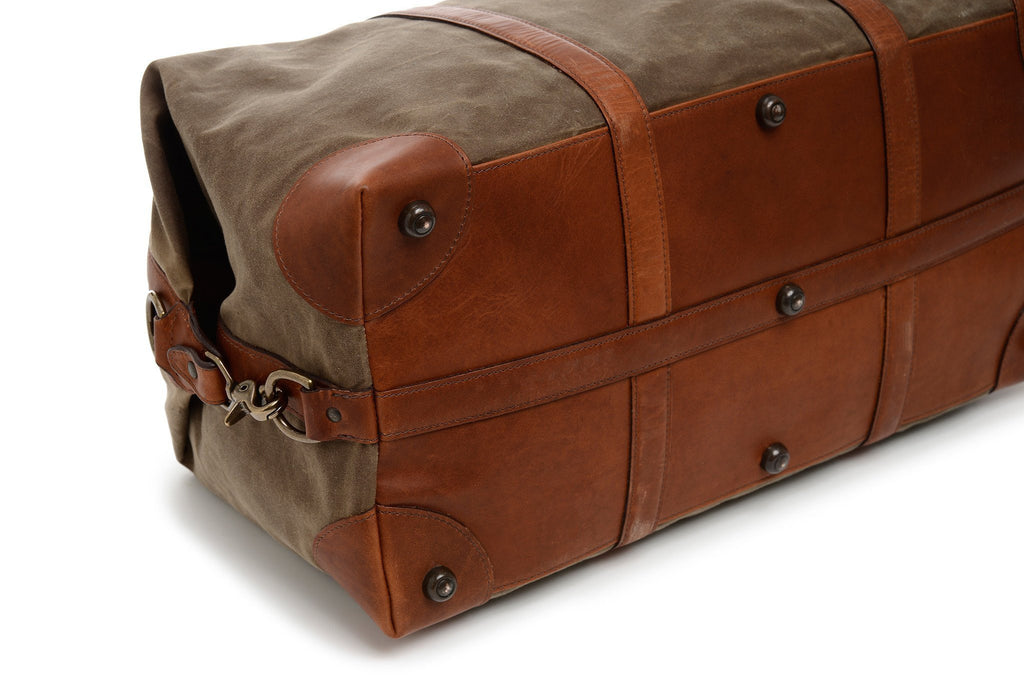 canvas and leather duffle