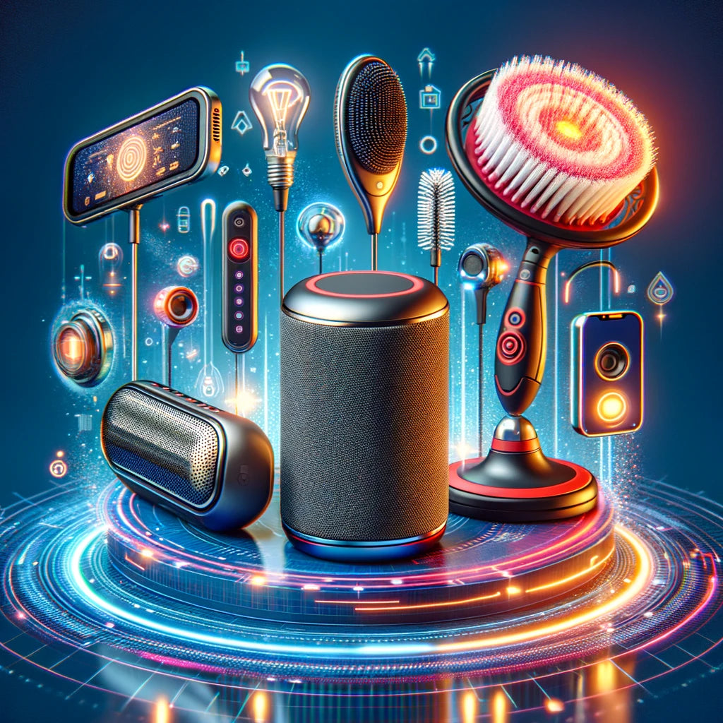 DALL·E 2024-03-19 17.41.01 - A futuristic and engaging image representing the Tech Gadgets category, showcasing a variety of gadgets like a wireless speaker, LED lamp, and a clean.webp__PID:f43e6dcb-1c04-4712-b13b-fafaafa77641