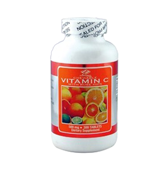 Vitamin C + Rose Hips Extract (100 Chewable Tablets / 500 MG ...