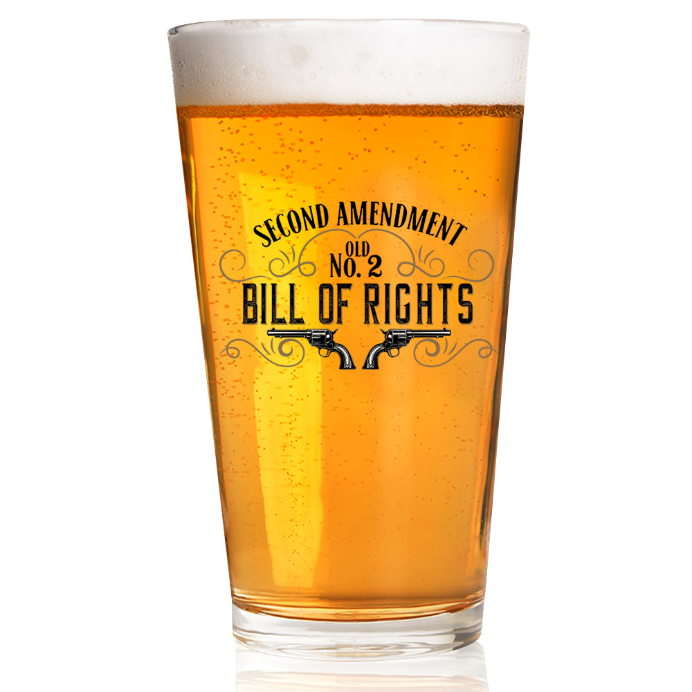 Western 2nd Amendment Bill Of Rights Pint Glass Lucky Shot USA 