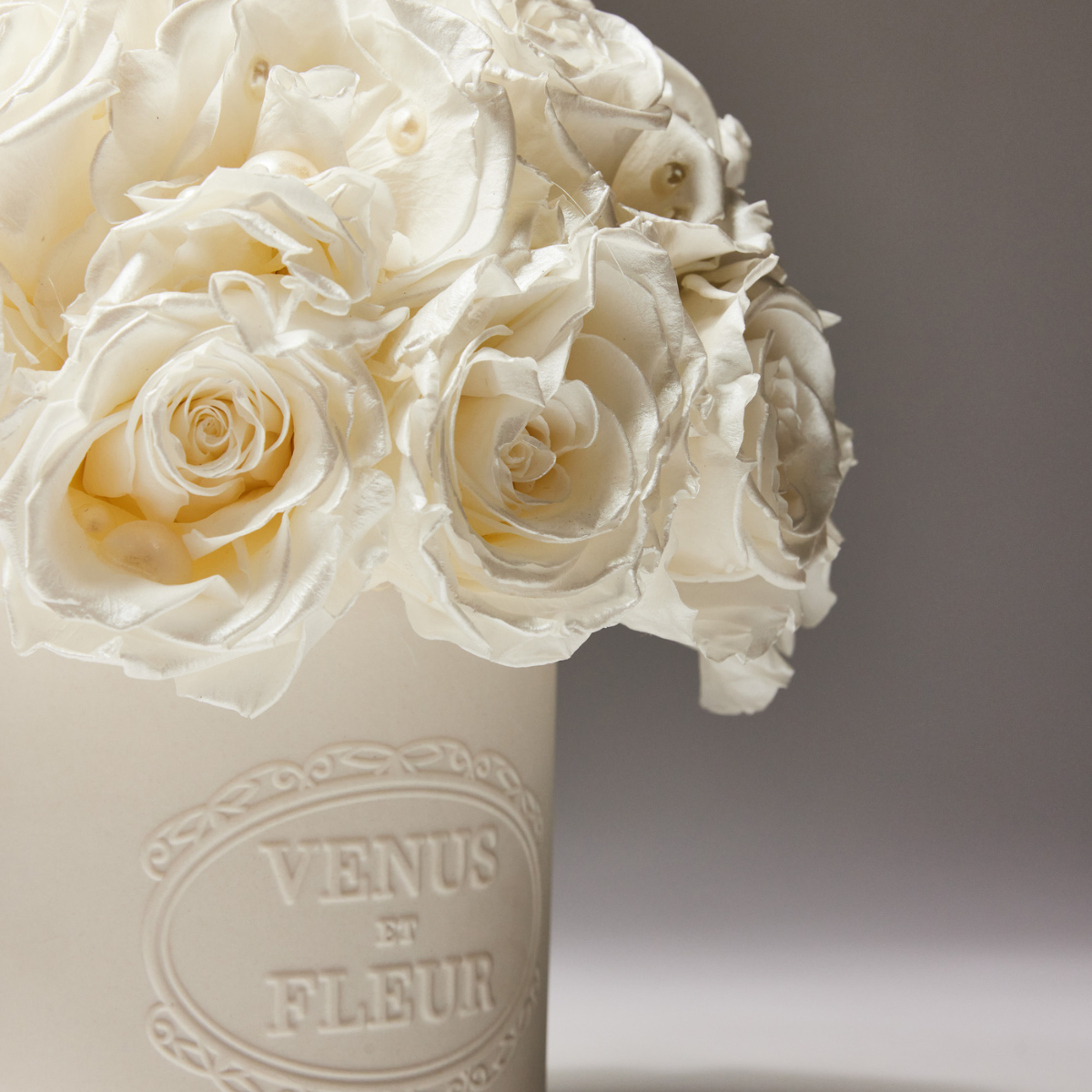 Our Pearlescent Fleura Porcelain Vase With Luxury Roses and Pearls