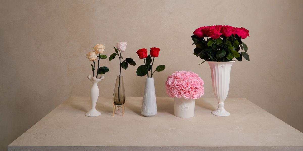 Red Pink Eternity Rose Arrangements in Vases - Venus et Fleur