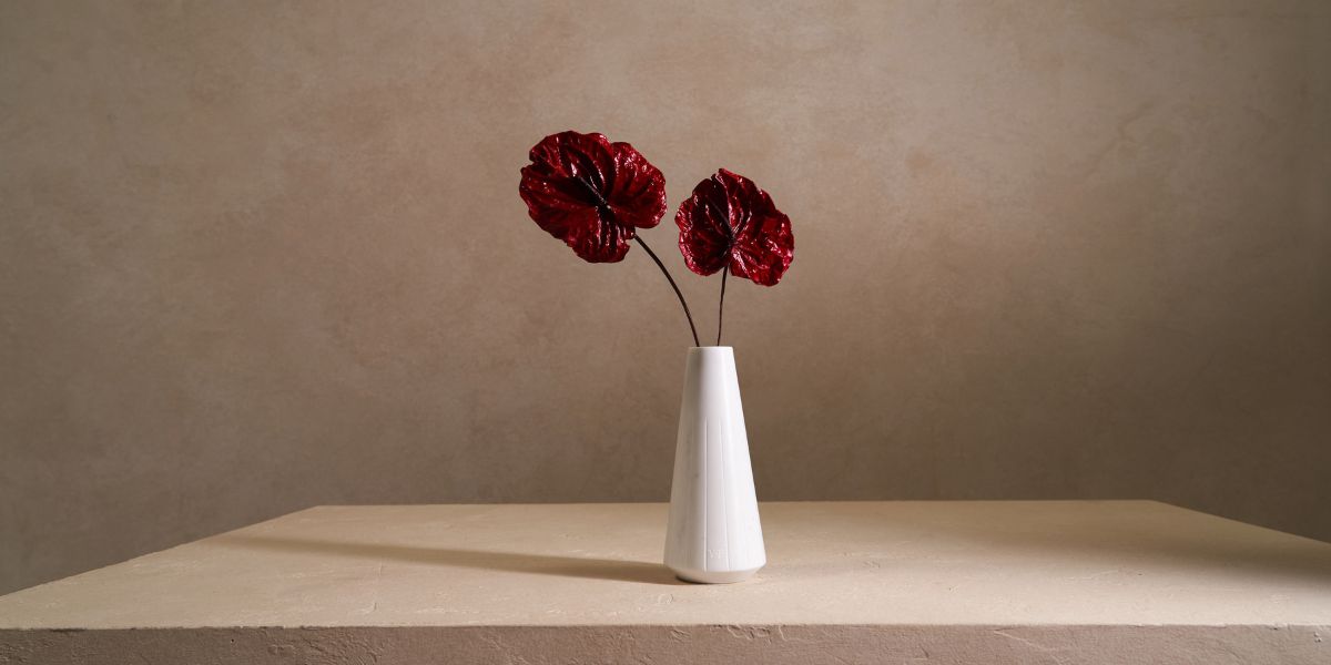 Red Anthurium Flower in Ela Marble Vase