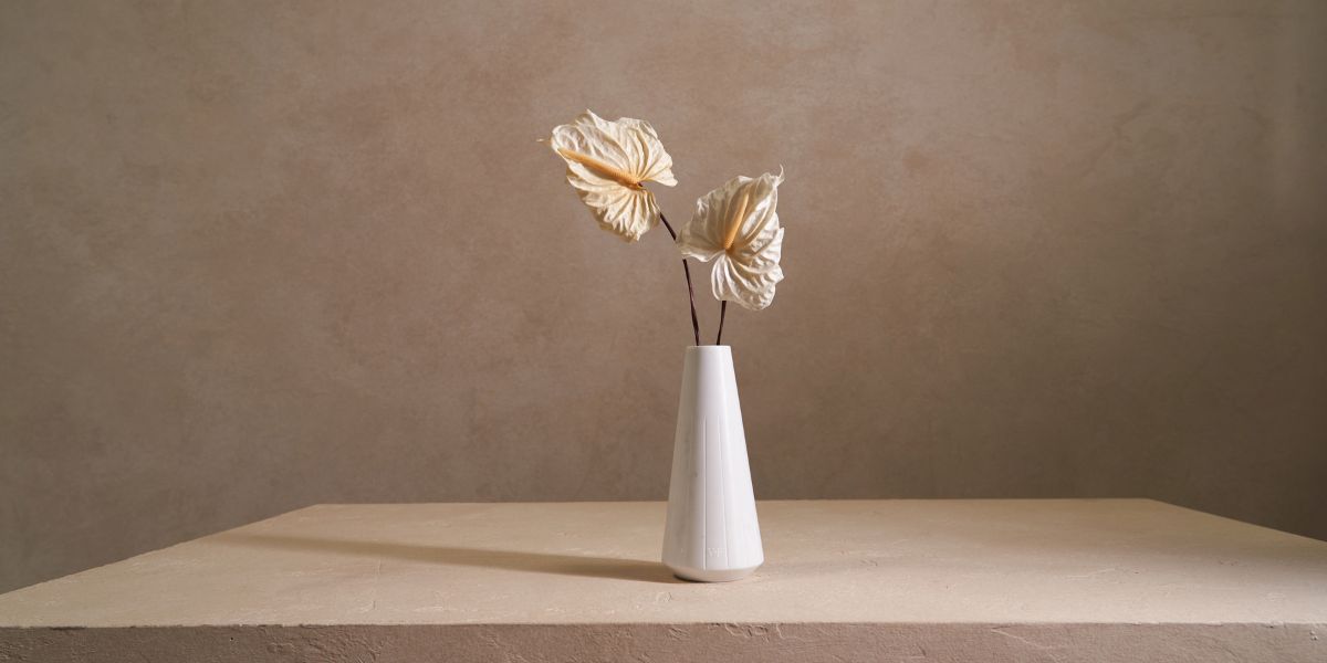 White Anthurium Flower in Ela Marble Vase