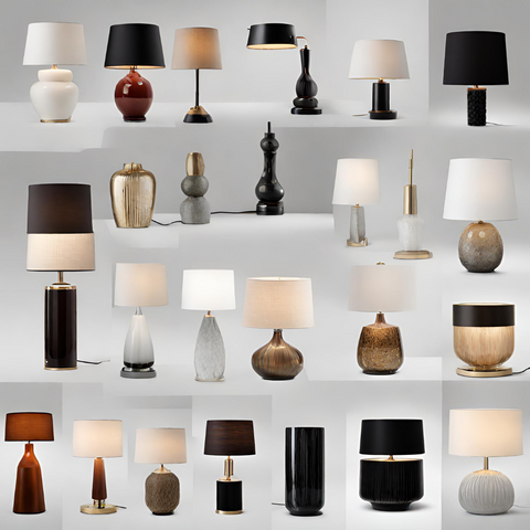 grid-style image featuring different cordless table lamps