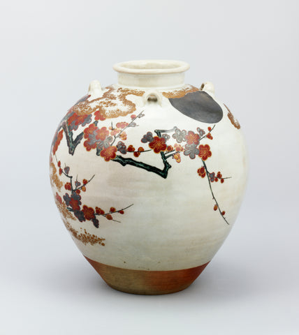 Nonomura Ninsei Colorful Plum Design Tea Jar