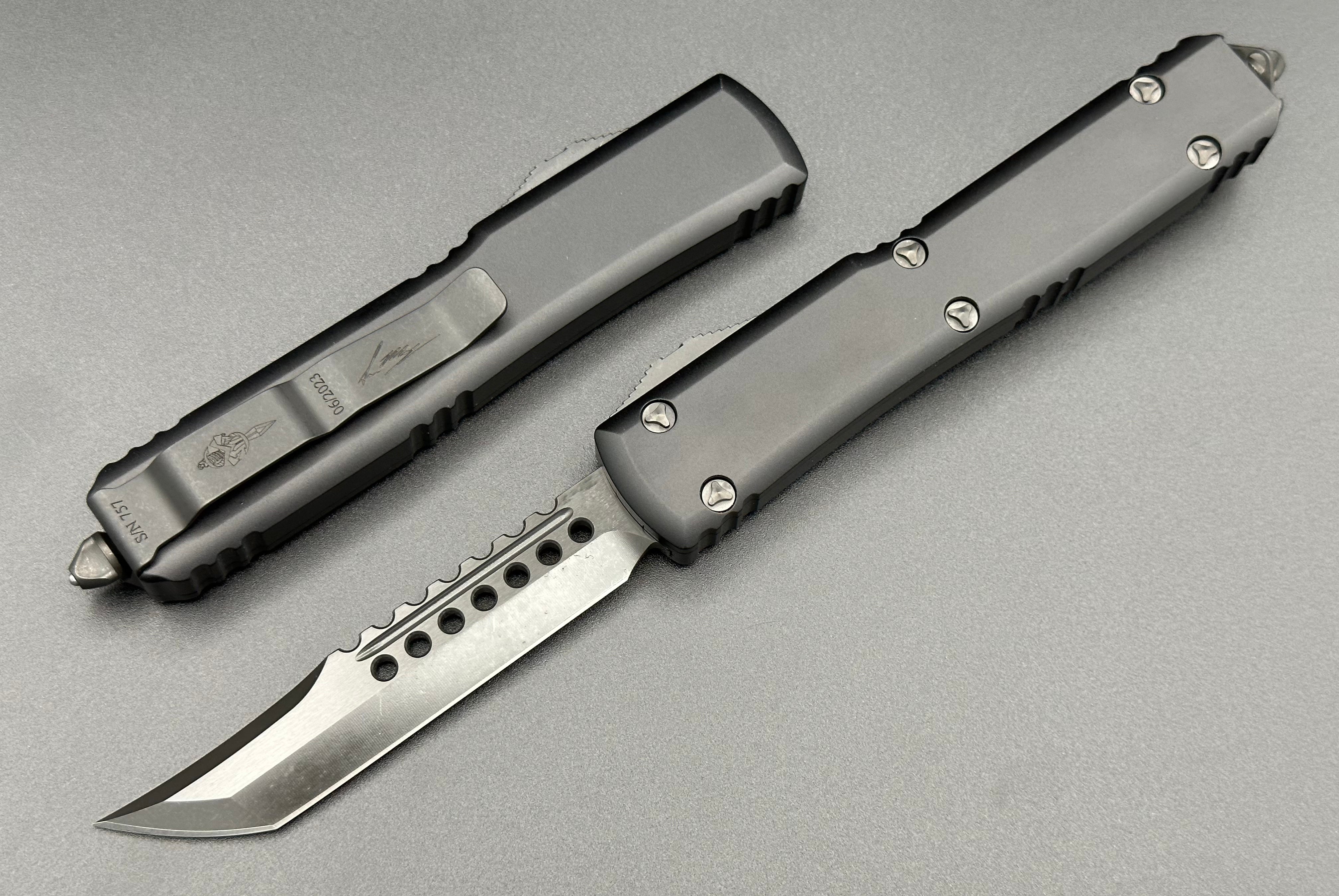 Microtech Knives Ultratech Hellhound Shadow DLC Standard DLC Hardware 119-1 DLCTSH