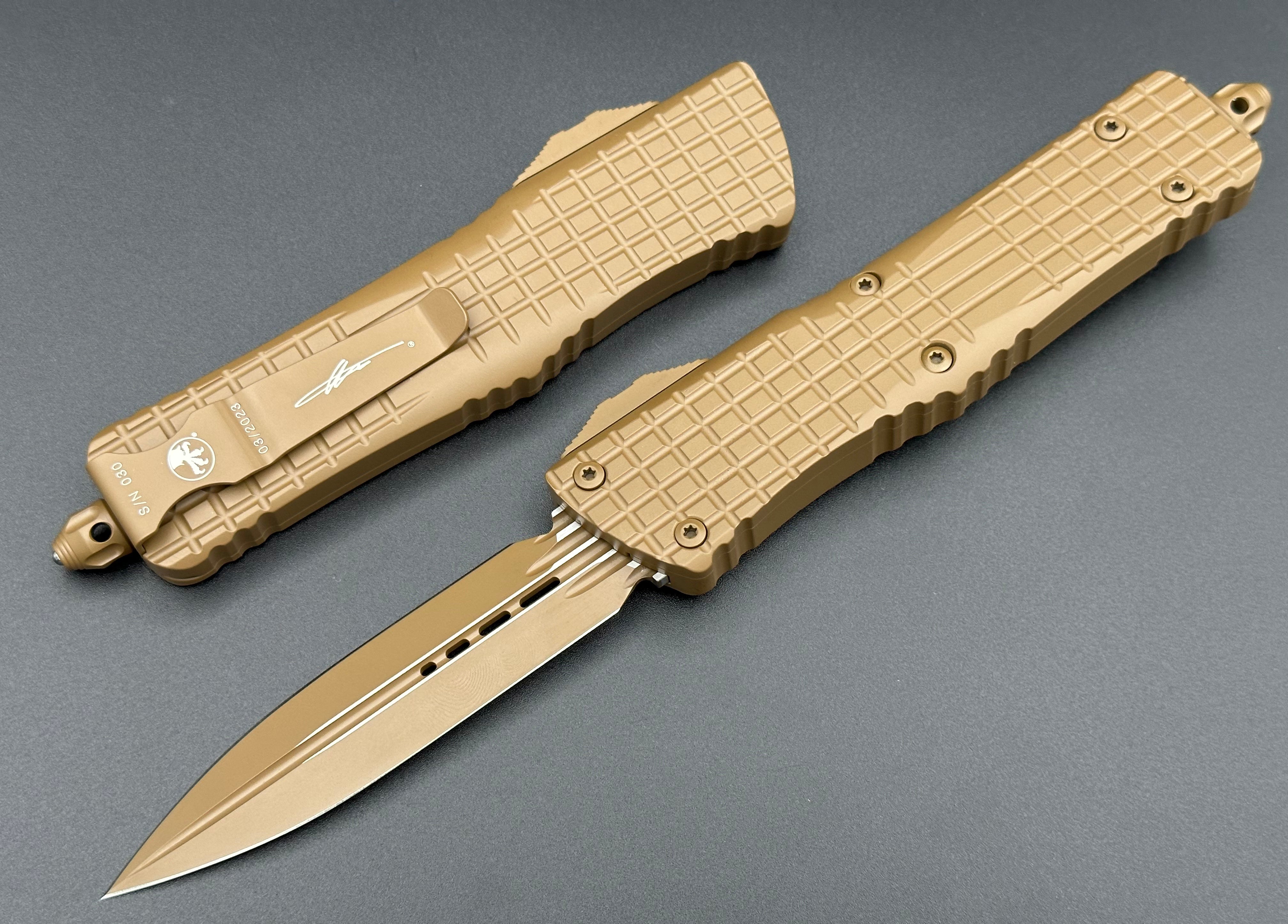 Microtech Knives Combat Troodon Cerakote Tan Delta D/E Frag 142-1CT-CTA
