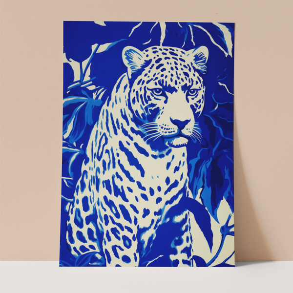 Tiger in Blue Wall print