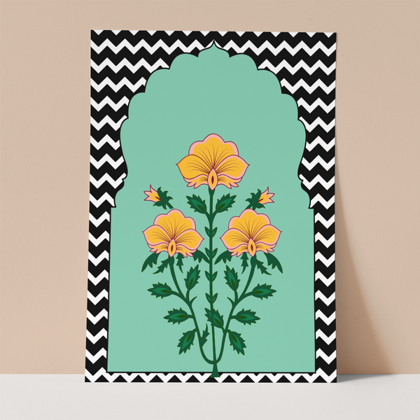 Indian Traditional Plant orange Wall print