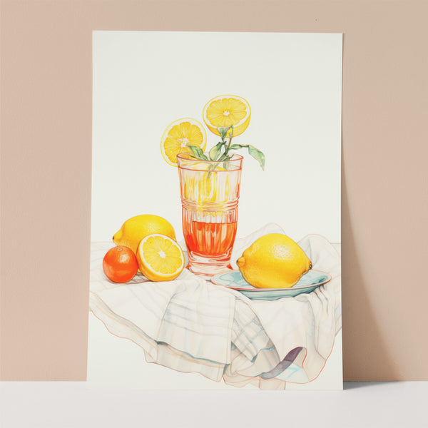 Minimal Glass and fruit Wall print