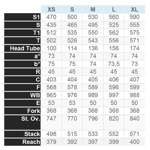 Cinelli Vigorelli Road 2019 Size Chart