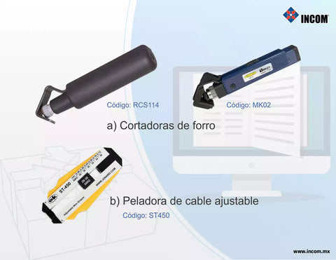 a)Cortadoras de forro, b)Peladora de cable ajustable