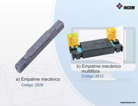 a)Empalme mecánico, b)Empalme mecánico multifibra