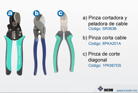 Pinza peladora de cable, pinza corta cable y pinza de corte diagonal, marca Proskit