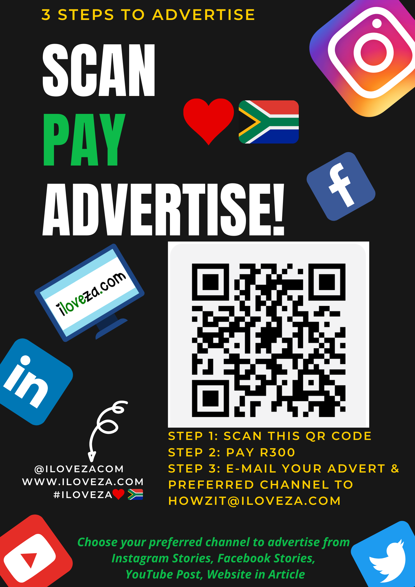 Scan Pay Advertise with iloveza.com