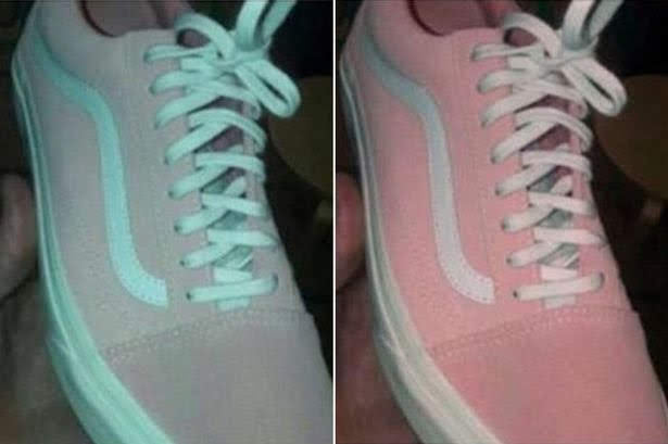 pink and gray vans