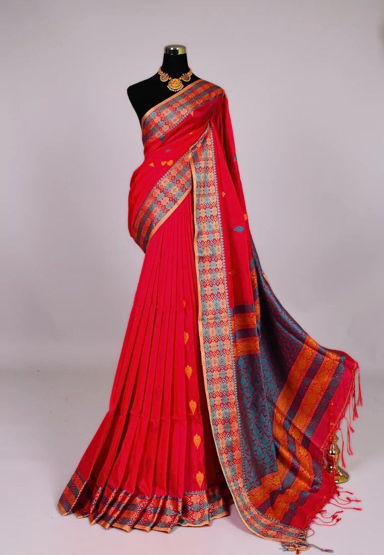 Buy Online Red Chilli Party Wear Light Weight Organza Heavy Quality Saree  For Party Wear By Fashion Bazar.