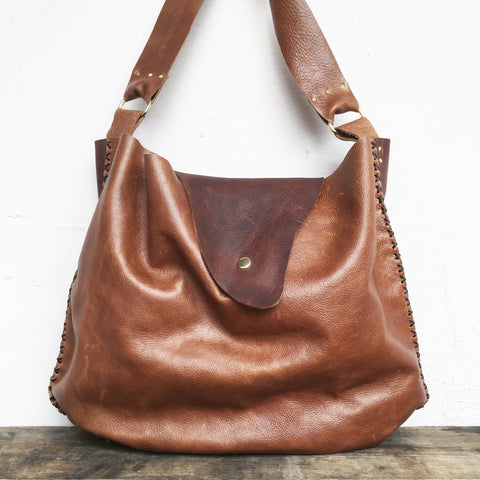 distressed leather shoulder bag