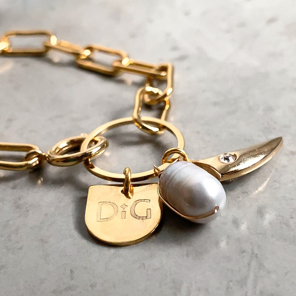 Tusk & Pearl Paperclip Bracelet