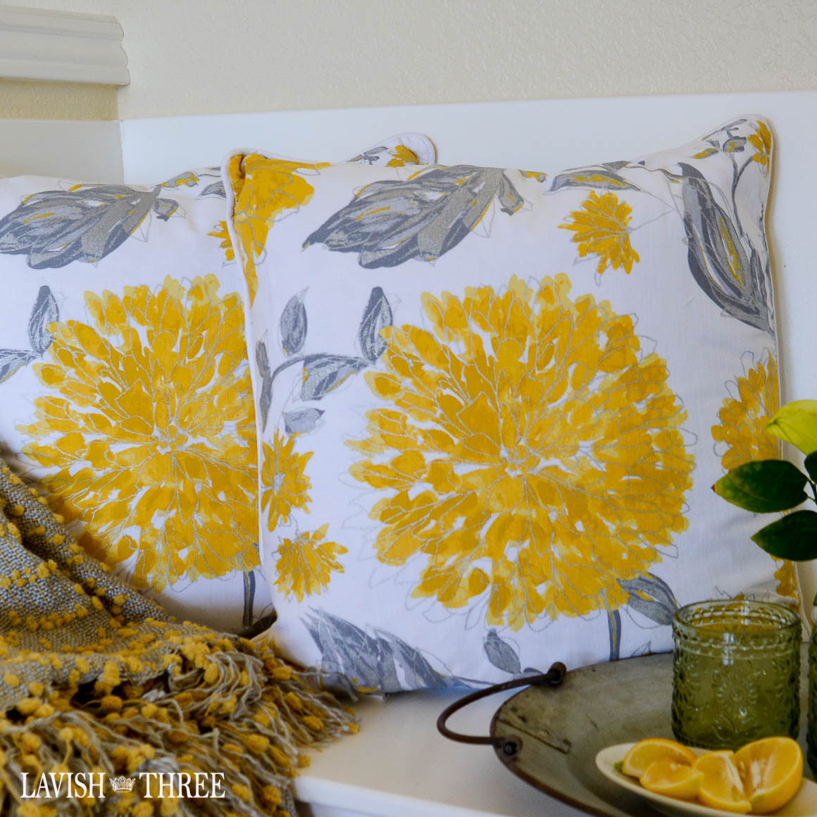 bright floral pillows