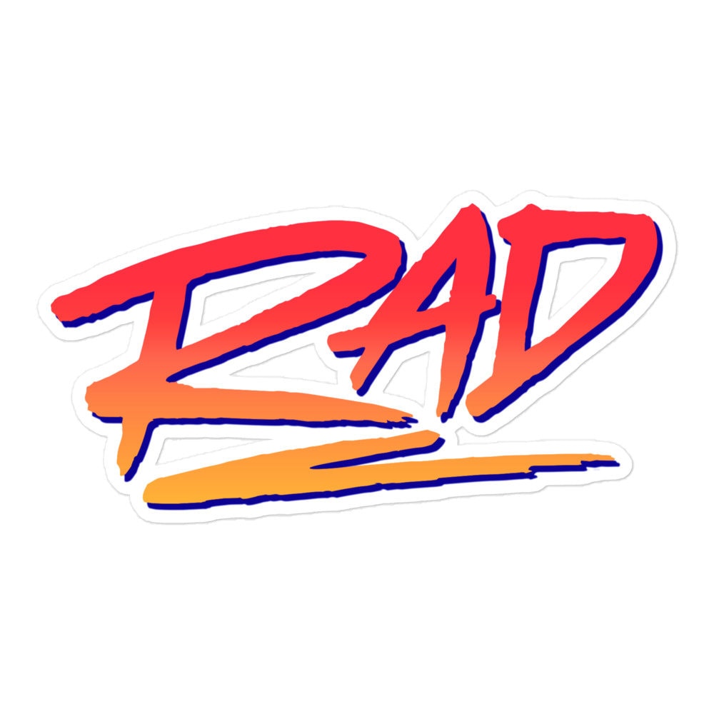 RAD Kiss-Cut Vinyl Sticker, 80s 90s Aesthetic, Retro Vibes, Synthwave, Vaporwave, Outrun, Journal Decal, Water Bottle Decal, BMX, Skater