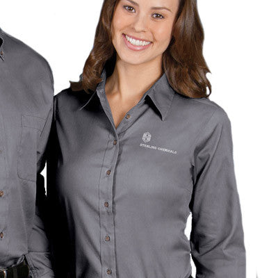 Custom Ladies Button Down Shirts  Embroidered Business 