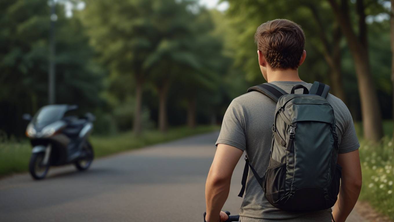 hombre con una mochila de ciclismo