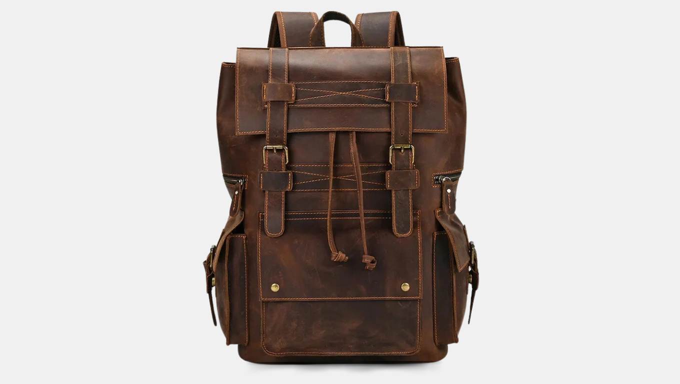 leather fabric backpack