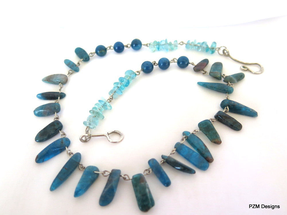 Neon Blue Apatite Necklace, gift for her – PZM Designs