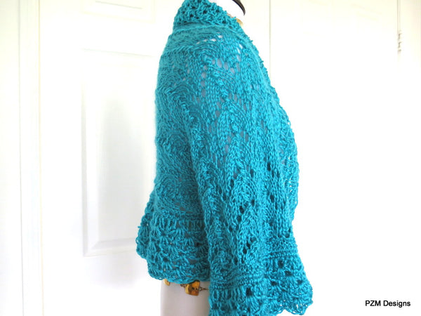 Large Turquoise Lace Shrug, Gift for Her – PZM Designs