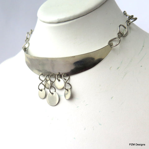 unique handmade metal jewelry, sterling silver choker necklace